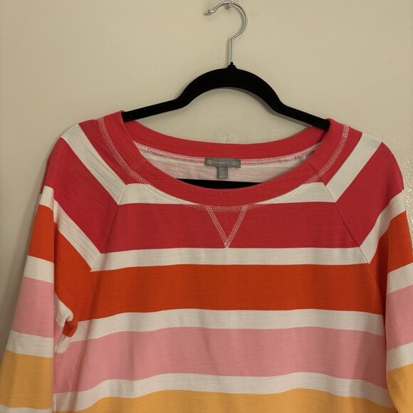 T By Talbots M Zippy Stripe UPF 50+ Long Sleeve Cozy Crush Pullover Sweatshirt - Picture 5 of 9